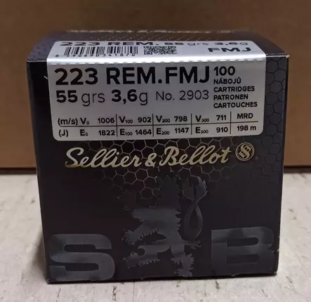 Sellier&Bellot 223rem 3,6g FMJ 100kpl - Sellier&Bellot - 8590690341870 - 1