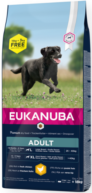 Eukanuba Adult Large Chicken 18kg - Eukanuba koiranruoka - 8710255123721 - 1