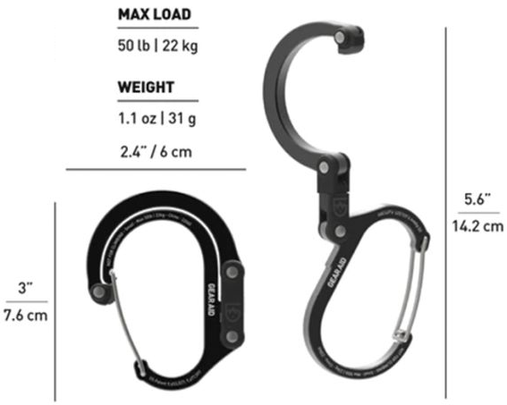 Monitoimikoukku HeroClip, Small - Teltat, makuualustat ja riippumatot - 852579006781 - 1