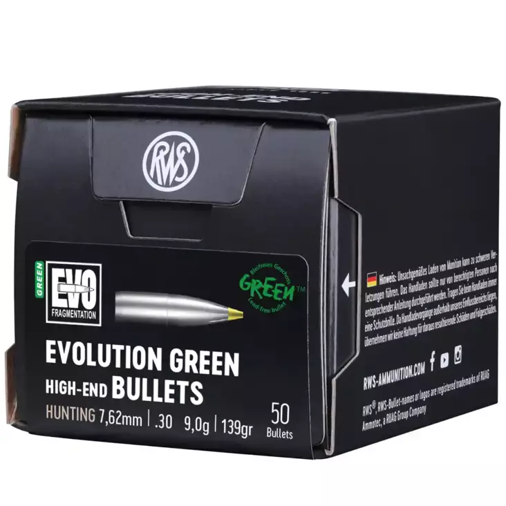 RWS Evo Green 308 9g luoti 50kpl - Kiväärin Luodit ja Hylsyt - 4000294181191 - 1