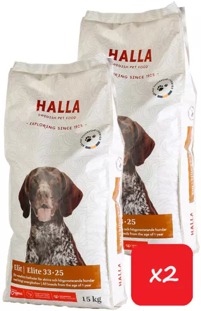 Halla Elit, 15kg - 2 säkkiä - Halla koiranruoka - 7350003233252 - 1