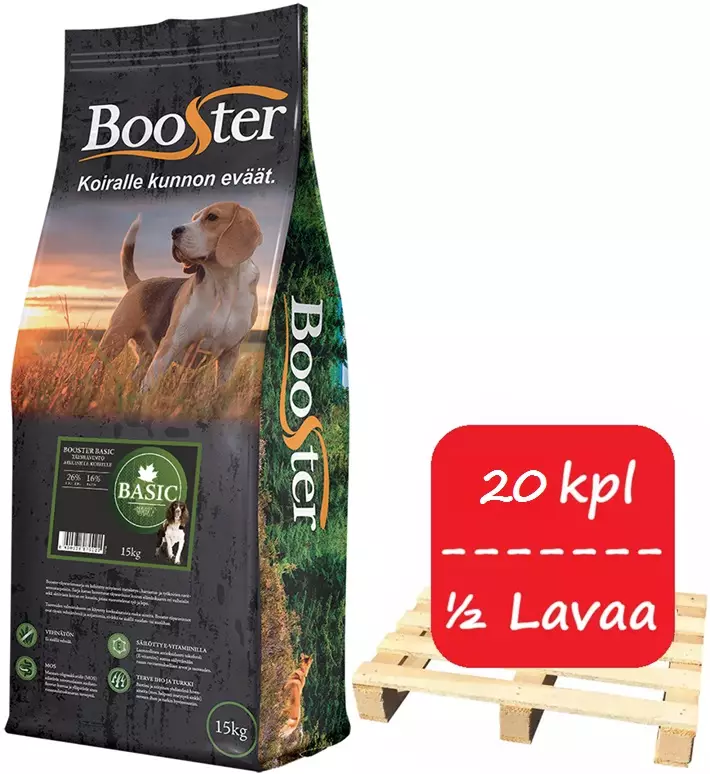Booster Basic 15kg 1/2 lava- 20 Säkkiä - Booster koiranruoka - 643003187002 - 1
