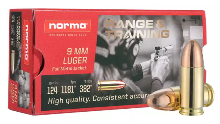Norma 9mm Luger 8g FMJ, 50ptr. - Pienoiskiväärin ja pistoolin patruunat - 810036150262 - 1