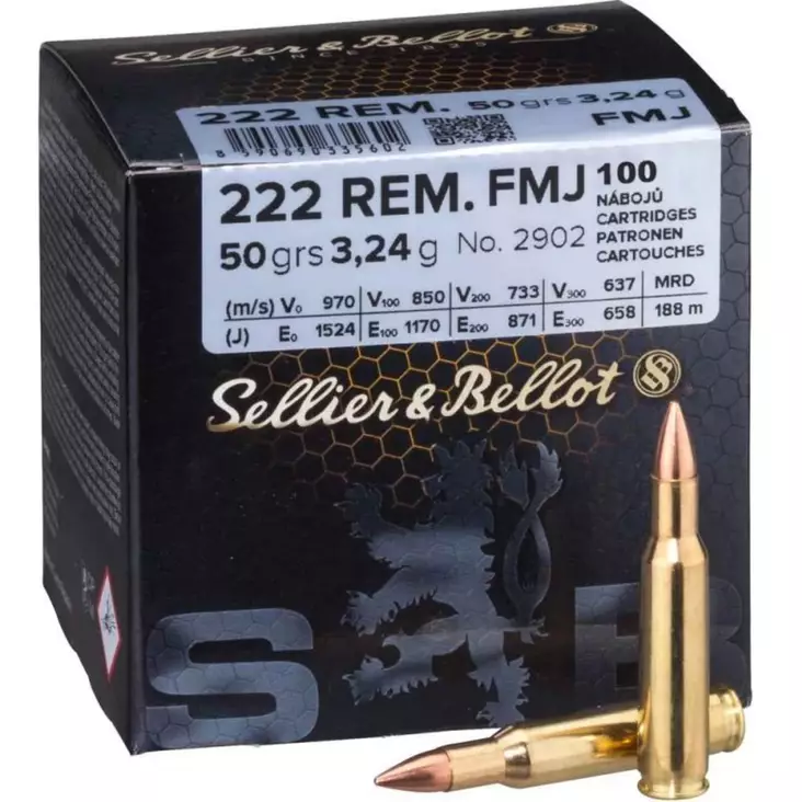 Sellier&Bellot 222 Rem. 3,24g FMJ 100kpl - Sellier&Bellot - 8590690335602 - 1