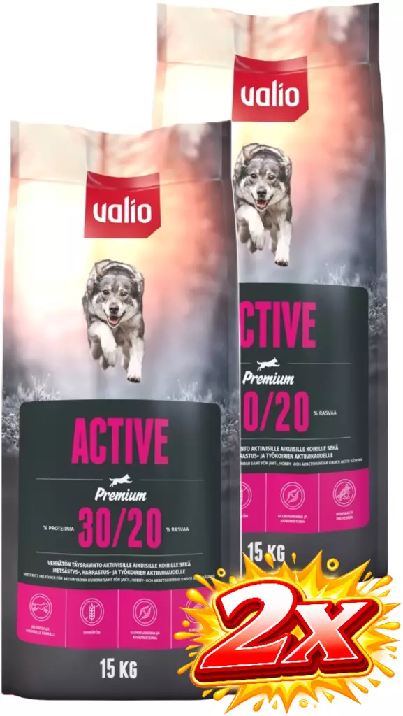 Valio Active 15kg - 2 säkkiä - Valio koiranruoka - 6438347000027x2 - 1