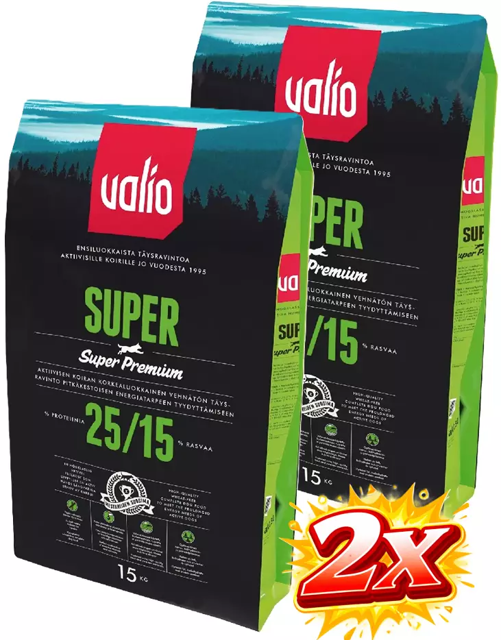 Valio Super koiranruoka 30kg - 2 säkkiä - Valio koiranruoka - 6438347000010x2 - 1