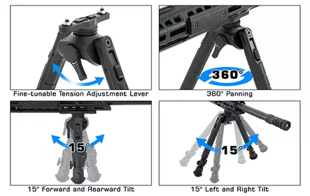UTG Recon 360 TL M-LOK Bipod 5,5-7" - Asetarvikkeet - 4717385556133 - 2