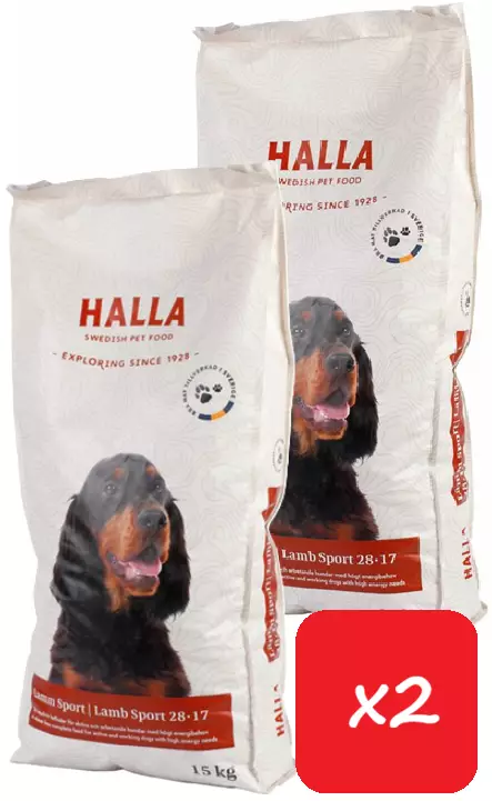 Halla Lamm Sport 15kg - 2 säkkiä - Halla koiranruoka - 7350003233513 - 1