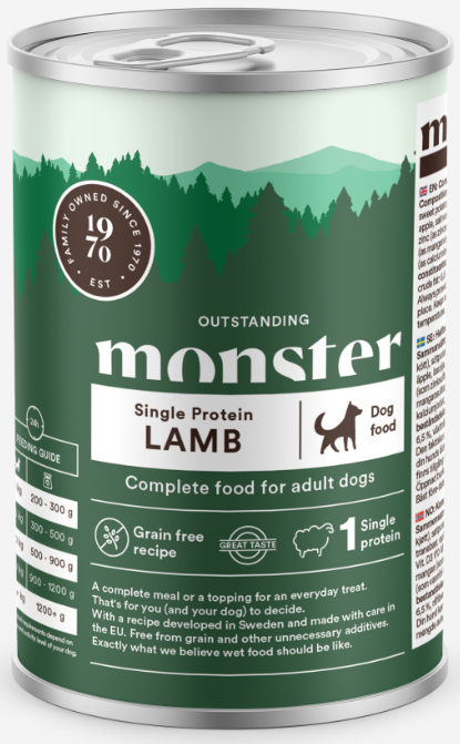 Monster Dog Single Lamb 400g - Monster koiranruoka - 7350040124413 - 1
