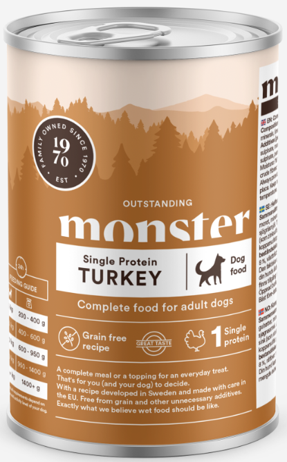 Monster Dog Single Turkey 400g - Koiranruoka ja herkut - 7350040124383 - 1