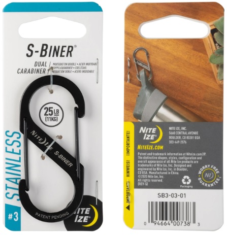 Nite Ize Stainless S-Biner Dual Carabine - Teltat, makuualustat ja riippumatot - 094664007383 - 1