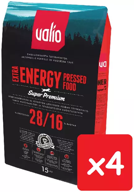 Valio Puriste Extra Energy 15kg-4 säkkiä - Valio koiranruoka - 6438347000058x4 - 1