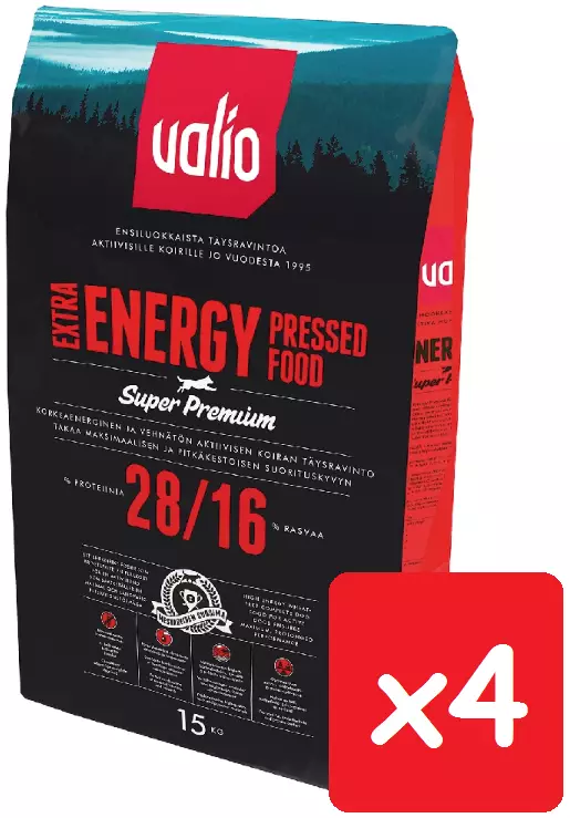 Valio Puriste Extra Energy 15kg-4 säkkiä - Valio koiranruoka - 6438347000058x4 - 1