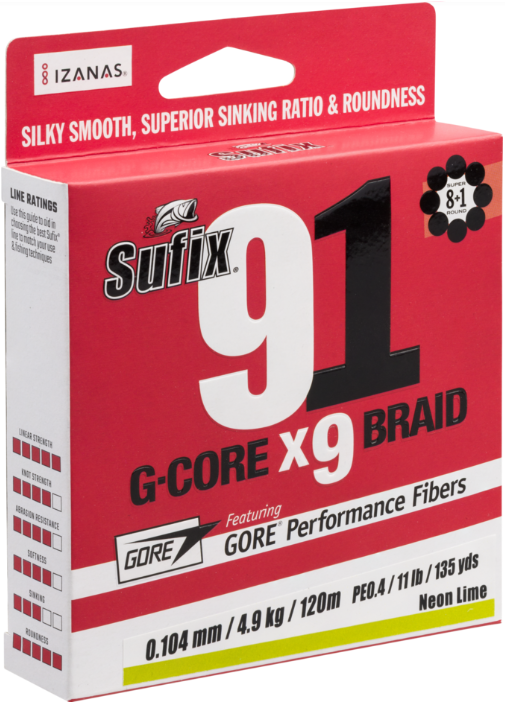 Sufix 91 Braid 150m, Neon Chartreuse - Kalastus Siimat - 0247777235574 - 1