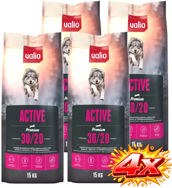 Valio Active 15kg - 4 säkkiä - Valio koiranruoka - 6438347000027x4 - 1