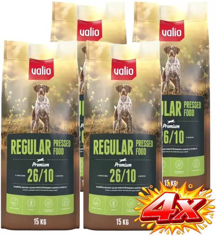 Valio Regular Pressed 15kg - 4 säkkiä - Valio koiranruoka - 6438347000065x4 - 1