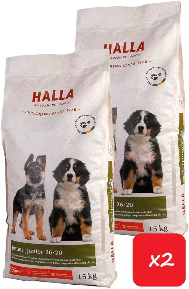 Halla Junior 15kg - 2 säkkiä - Halla koiranruoka - 7350003233025 - 1