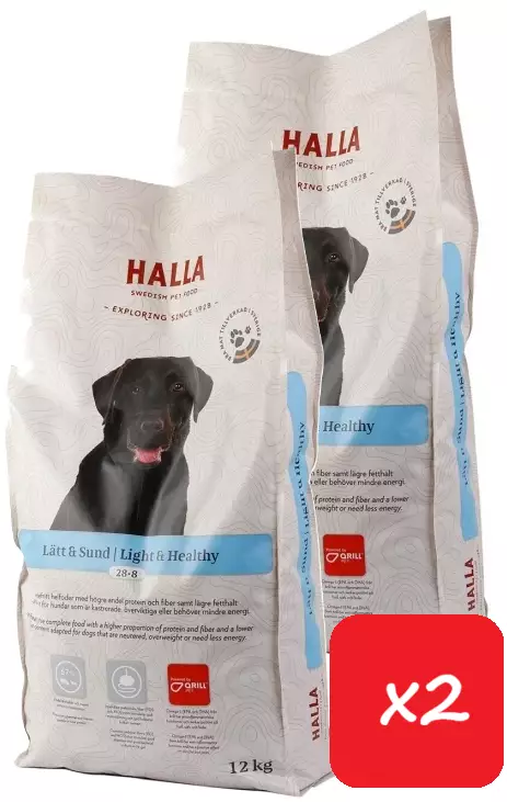 Halla Lätt & Sund 12kg - 2 säkkiä - Halla koiranruoka - 7350003233405 - 1