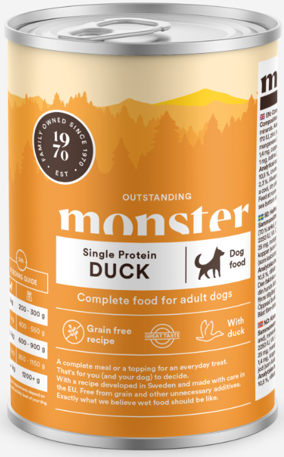Monster Dog Single Duck 400g - Monster koiranruoka - 7350040125465 - 1