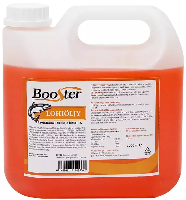 Booster Lohiöljy 3,0l - Booster koiranruoka - 6438411019306 - 1