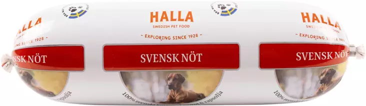 Halla Nöt, koiranmakkara 650g - Halla koiranruoka - 7350003233466 - 1