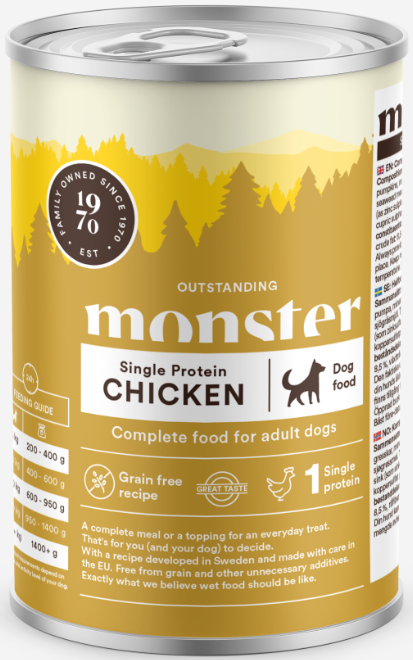 Monster Dog Single Chicken 400g - Monster koiranruoka - 7350040124376 - 1