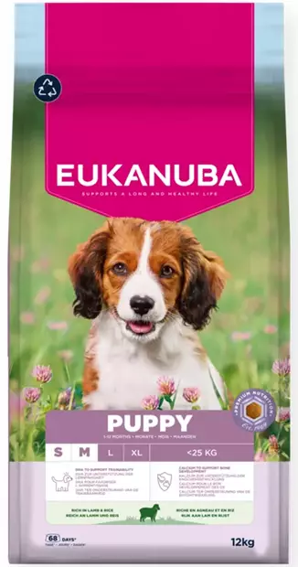 Eukanuba Puppy Sm./Med. Lamb&Rice 12kg - Eukanuba koiranruoka - 8710255201818 - 1