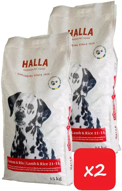 Halla Lamm & Ris 15kg - 2 säkkiä - Halla koiranruoka - 0699900011037 - 1