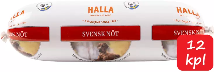 Halla Nöt, koiranmakkara 12kpl - Halla koiranruoka - 7350003233467 - 1