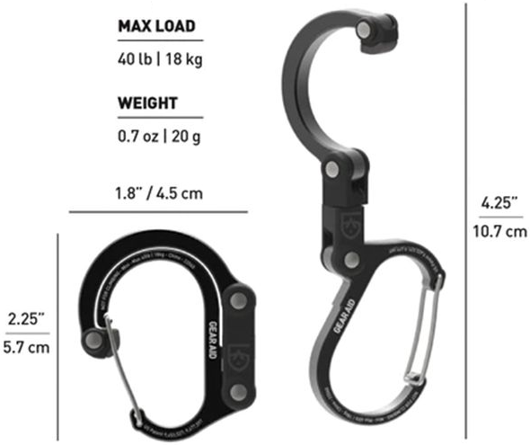 Monitoimikoukku HeroClip, Mini - Teltat, makuualustat ja riippumatot - 852579006698 - 1