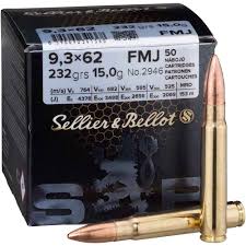 Sellier&Bellot 9,3x62 15,0g FMJ 50kpl - Sellier&Bellot - 8590690341368 - 1