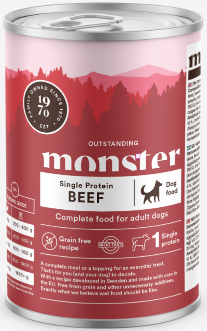 Monster Dog Single Protein Beef 400g - Monster koiranruoka - 7350040124369 - 1